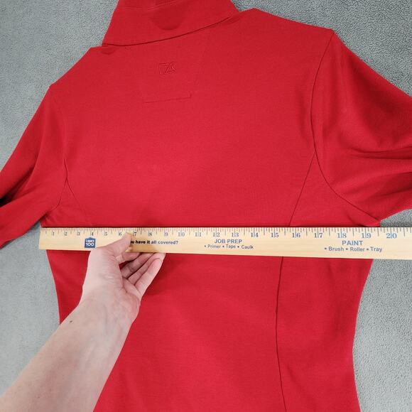 Cutter Buck 1/4 Zip Pullover sz L Women Red White CB DryTech UPF 50+ Performance - Picture 4 of 12